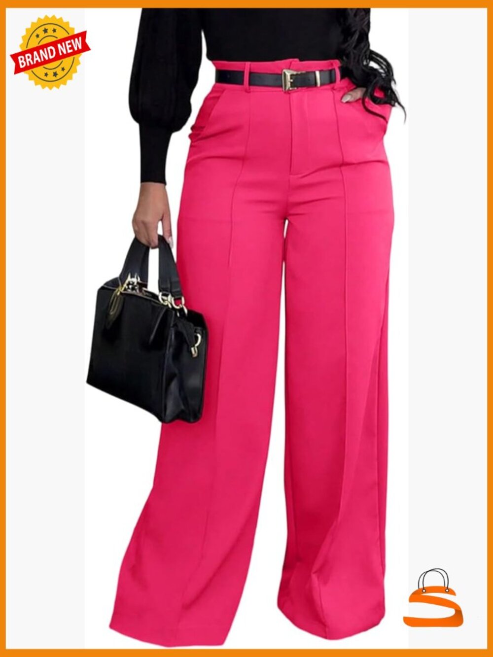 High Waisted Wide Leg Dress Pants Stretchy Casual Office Trousers Palazzo